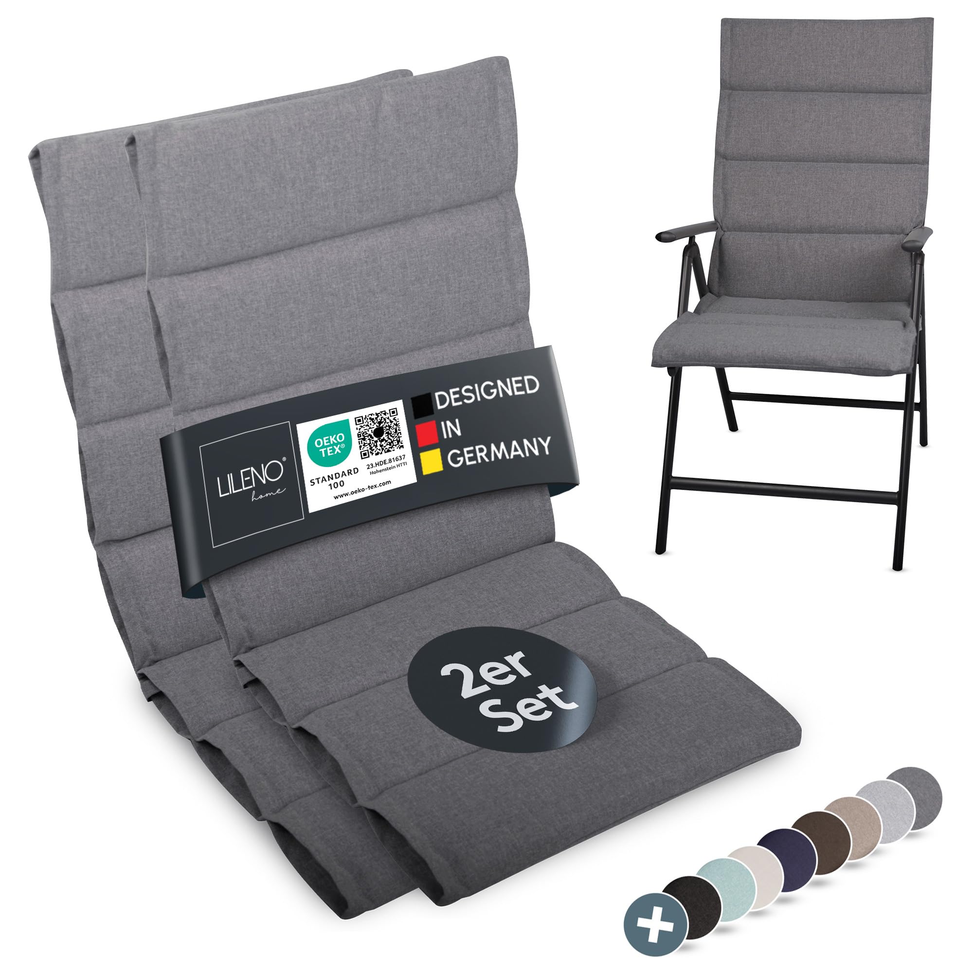 LILENO HOME Gartenstuhl Auflagen - Bequeme Liegen als Sitzauflagen für Gartenmöbel - Stuhlkissen für Gartenstühle und ALUT HL
