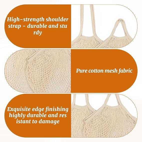 2 PCS String Bag,Reusable Mesh Produce Bags,Grocery Mesh Bags,Grocery net Bag,Portable Cotton Shopping Bags for Fruits & Vegetables,Suitable for Storage or Travel(2 Sizes)