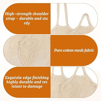 2 PCS String Bag,Reusable Mesh Produce Bags,Grocery Mesh Bags,Grocery net Bag,Portable Cotton Shopping Bags for Fruits & Vegetables,Suitable for Storage or Travel(2 Sizes)