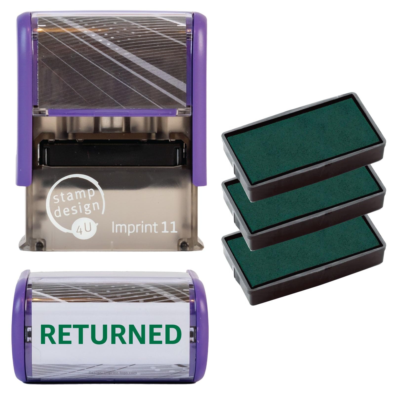 Returned Self Inking Rubber Stamp for Stamping Your Returned Documents - Green Returned Stamp with 3 Extra Inkpad