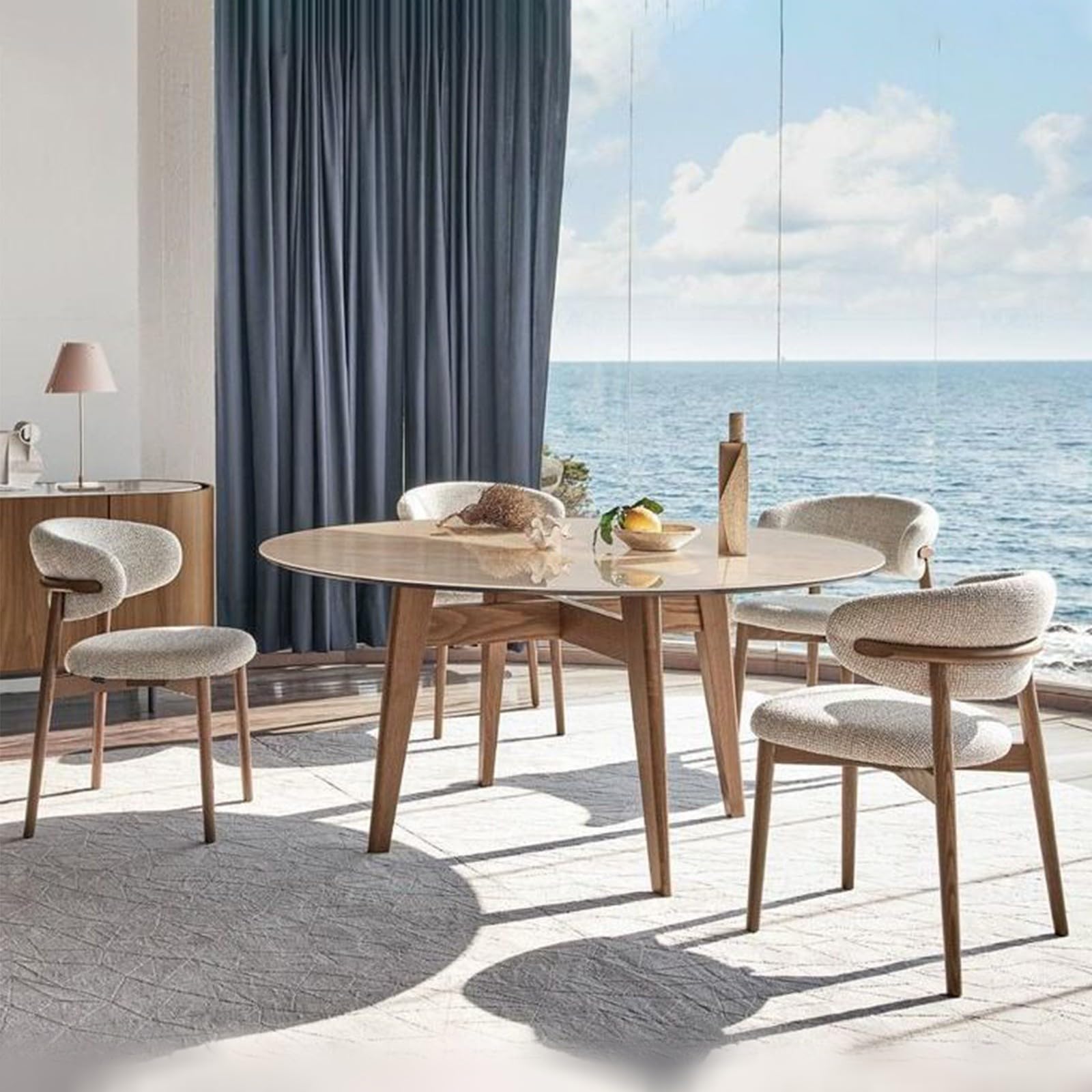 Sillas de Comedor de Madera Maciza, Modernas sillas ergonómicas, sillas de Tela para Salas de Estar, hoteles y restaurantes. 2 Pieces