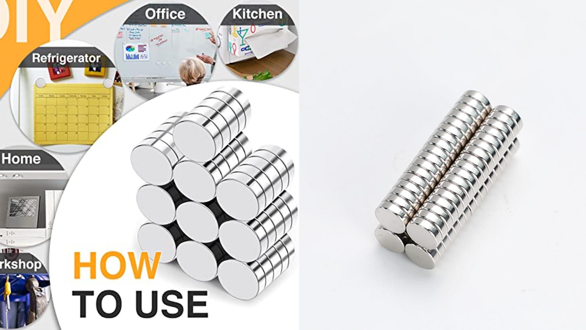 Image of TRYMAG 40Pcs Refrigerator 8x3mm Small Round Magnets for Crafts, Mini Rare Earth Tiny Strong Neodymium Disc Magnets for Whiteboard, Fridge, Office, Hobbies, Kitchen, DIY