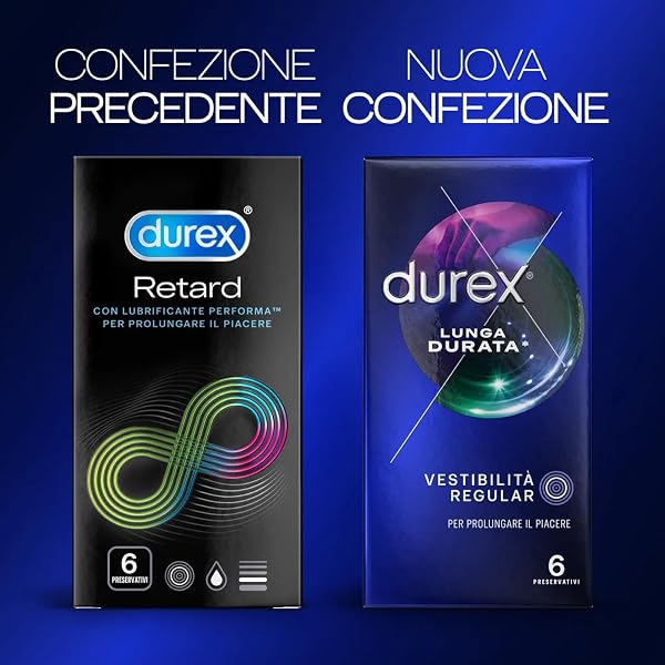 Durex Preservativi Lunga Durata ad Azione Ritardante Forma Easy-On Spessore Medio con Vestibilità Regular - 60 Profilattici 1 unità (Confezione da 1) - 4