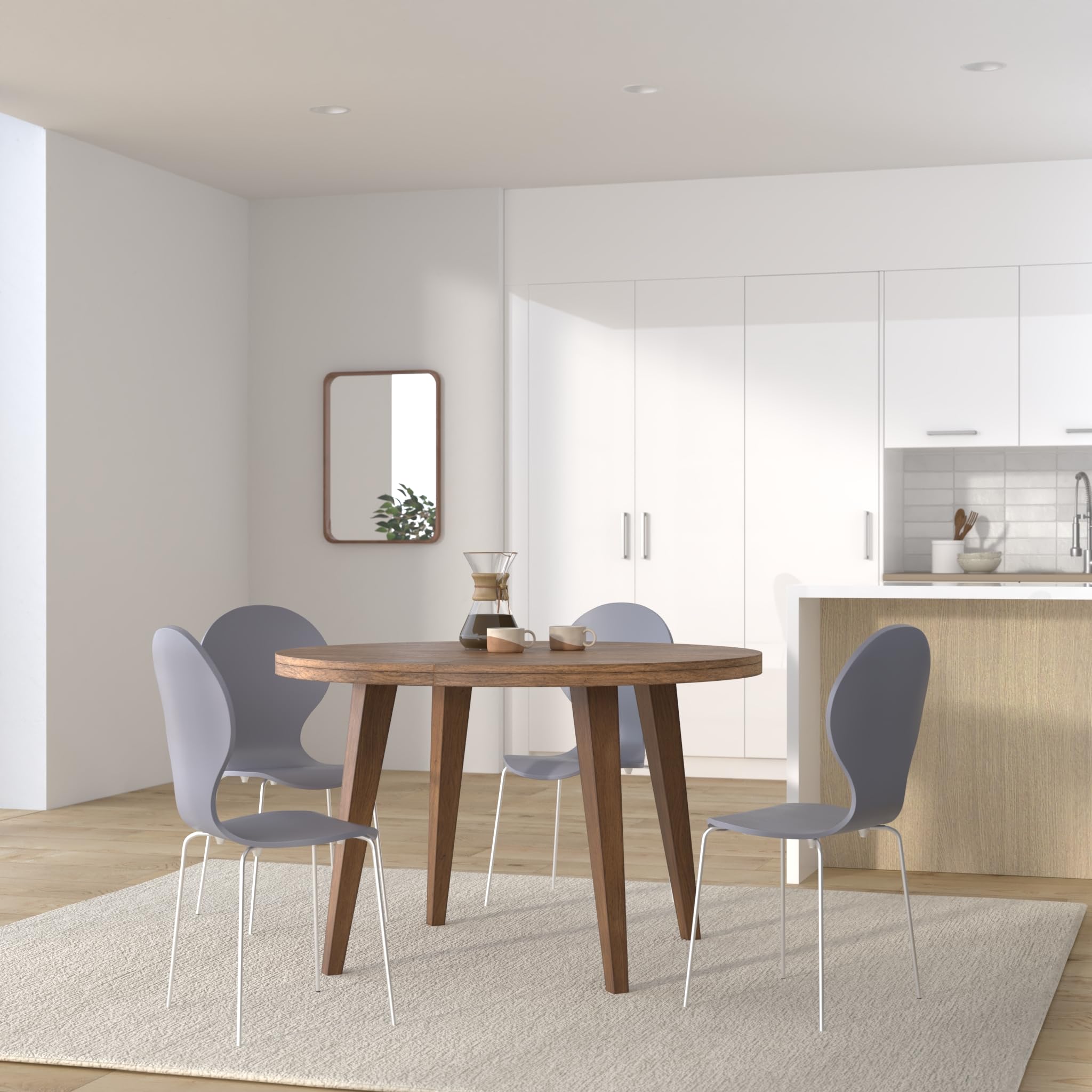 CLP Set de 2 Sillas de Comedor Apilable Diego con Asiento de Madera y Base de Metal, Gris