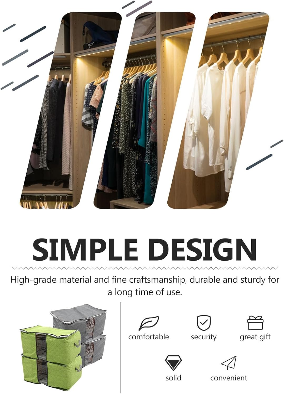 DOITOOL Clothes Capacity 4pcs Large Wear-resistant Storage Quilt Bag | Cloth and Pvc Build, Comfortable Handles, for Hotel Use and Employee Dormitory Organization