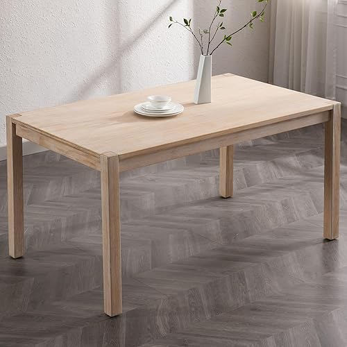Mesa de comedor de granja de 59 pulgadas, mesa de cocina de madera maciza, mesa grande y resistente para desayuno, para sala de estar, comedor,