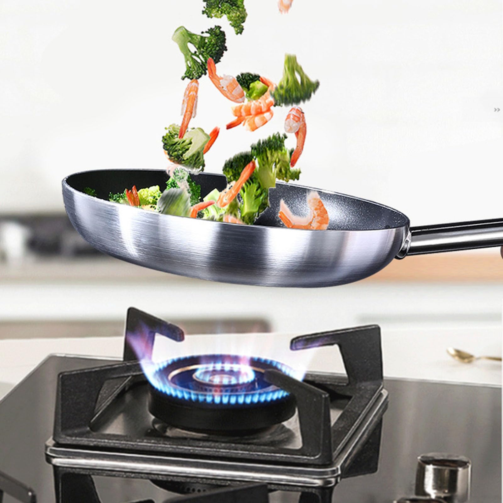 Aluminiowa Patelnia, Non Stick Mieszanie Patelni, Zdrowy Rondel Jajowy Wok Wok, Naczynia Kuchenne Do Kuchenki Indukcyjnej, Piec Gazowy, Wielokrotność Wielkości(Size:36CM,Color:stalowy uchwyt)