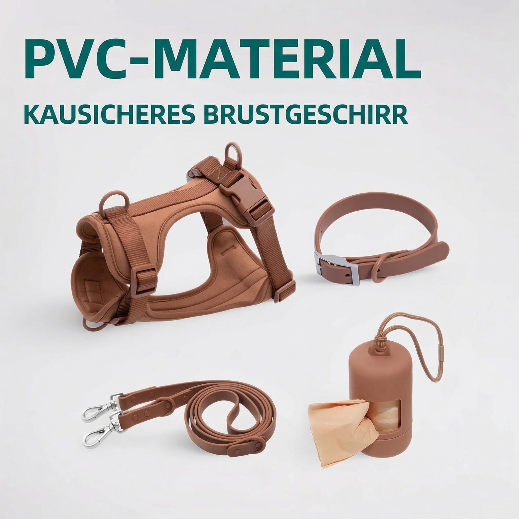 Welldog WalkKit 2.0, 4-in-1 Hundegeschirr Set Verstellbar No Pull Hundegeschirr mit Hundeleine Halsband Kotbeutelspender Atmungsaktiv Ergonomisch für kleine mittlere große Hunde