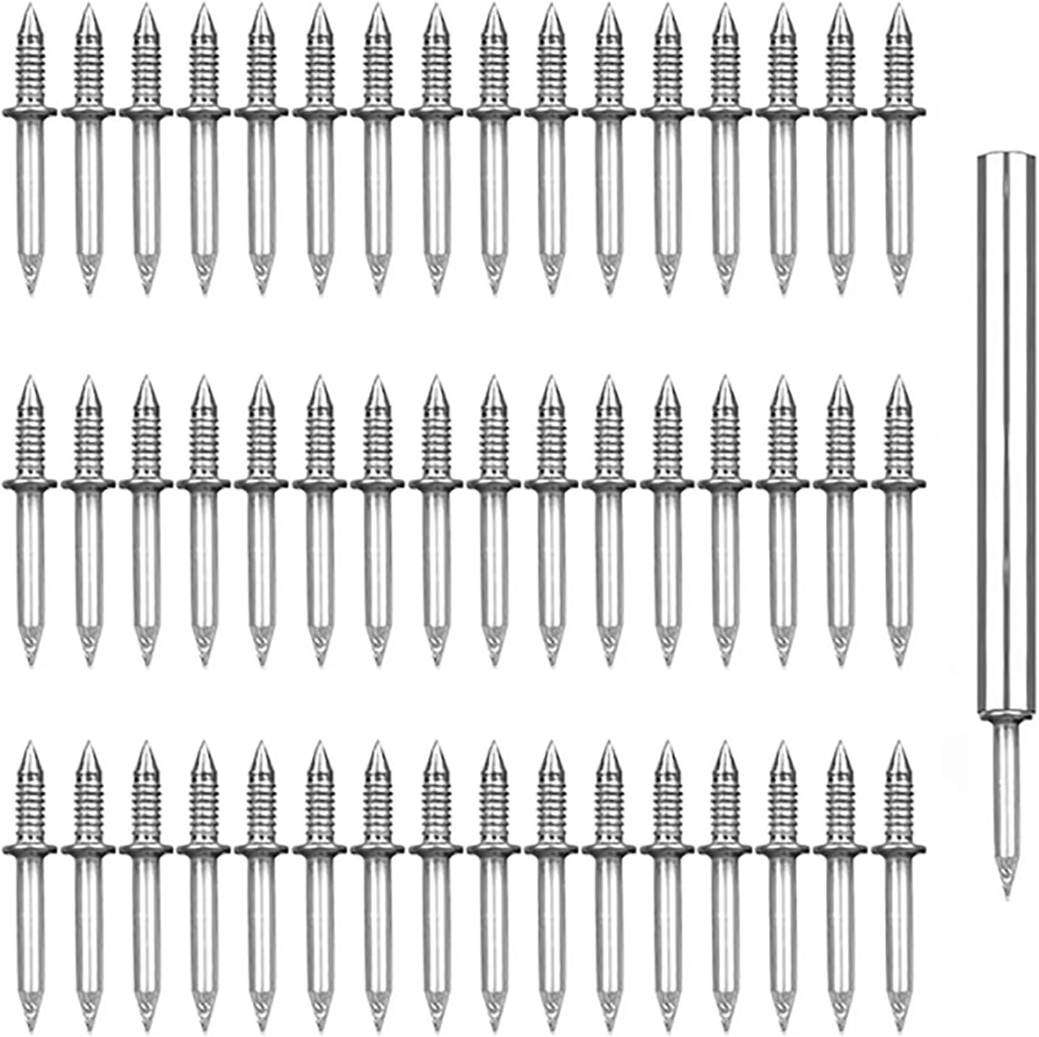 200Pcs Double-Head Skirting Thread Seamless Nail, Skirting Line Without Marks Nail,Invisible Security Screws,Solid Wood Baseboard Double-Headed Nails,Equipped with Nail Specific Sleeve Tool