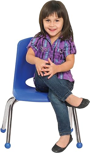 Miniatura 4 de Factory Direct Partners 10355-BL Silla escolar apilable de 10 pulgadas, asiento apilable para estudiantes con patas de acero cromado y rodamientos