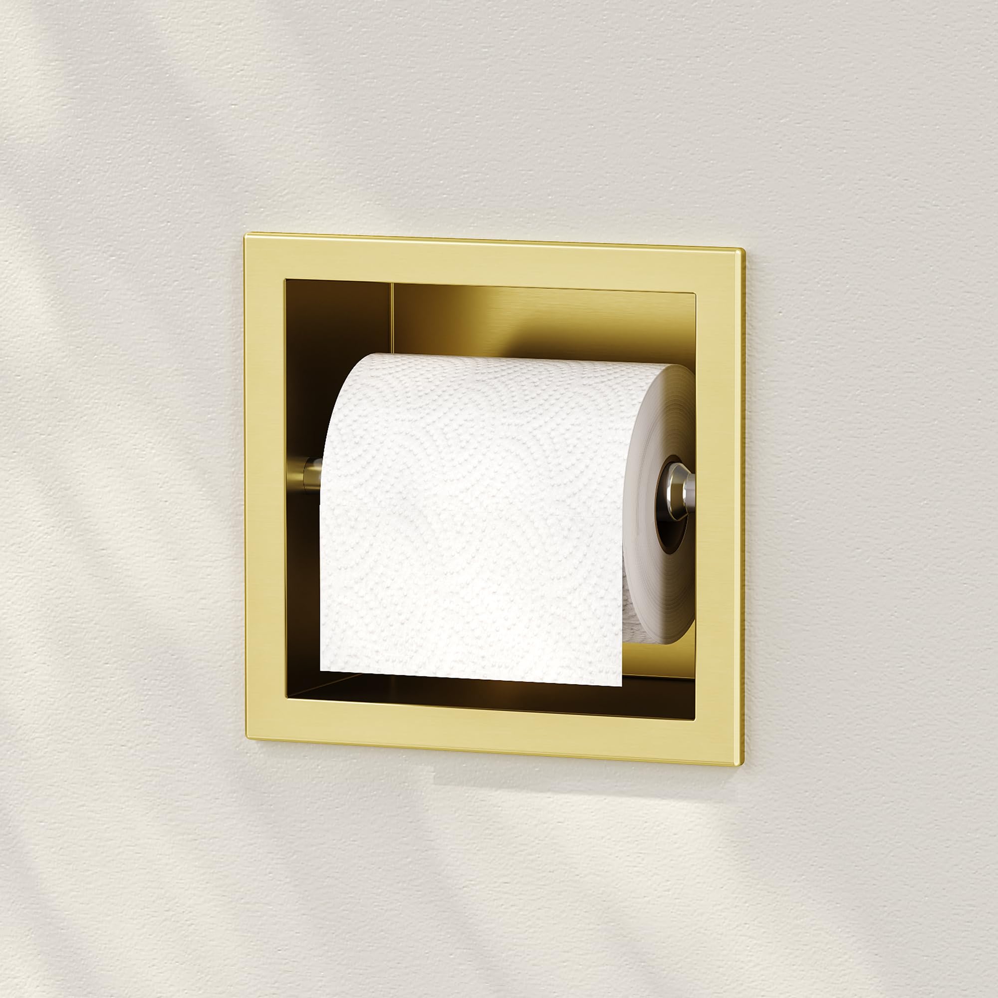 Neodrain Gold Eingelassener Toilettenpapierhalter, 304 Edelstahl Eingebauter Toilettenpapierrollenhalter, Rollenhalter für Badezimmerwand