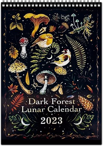 Calendario de pared 2023 calendario de pared mensual 2023 calendario lunar de bosque oscuro decoración de pared calendario de pared 2023 de 12 meses