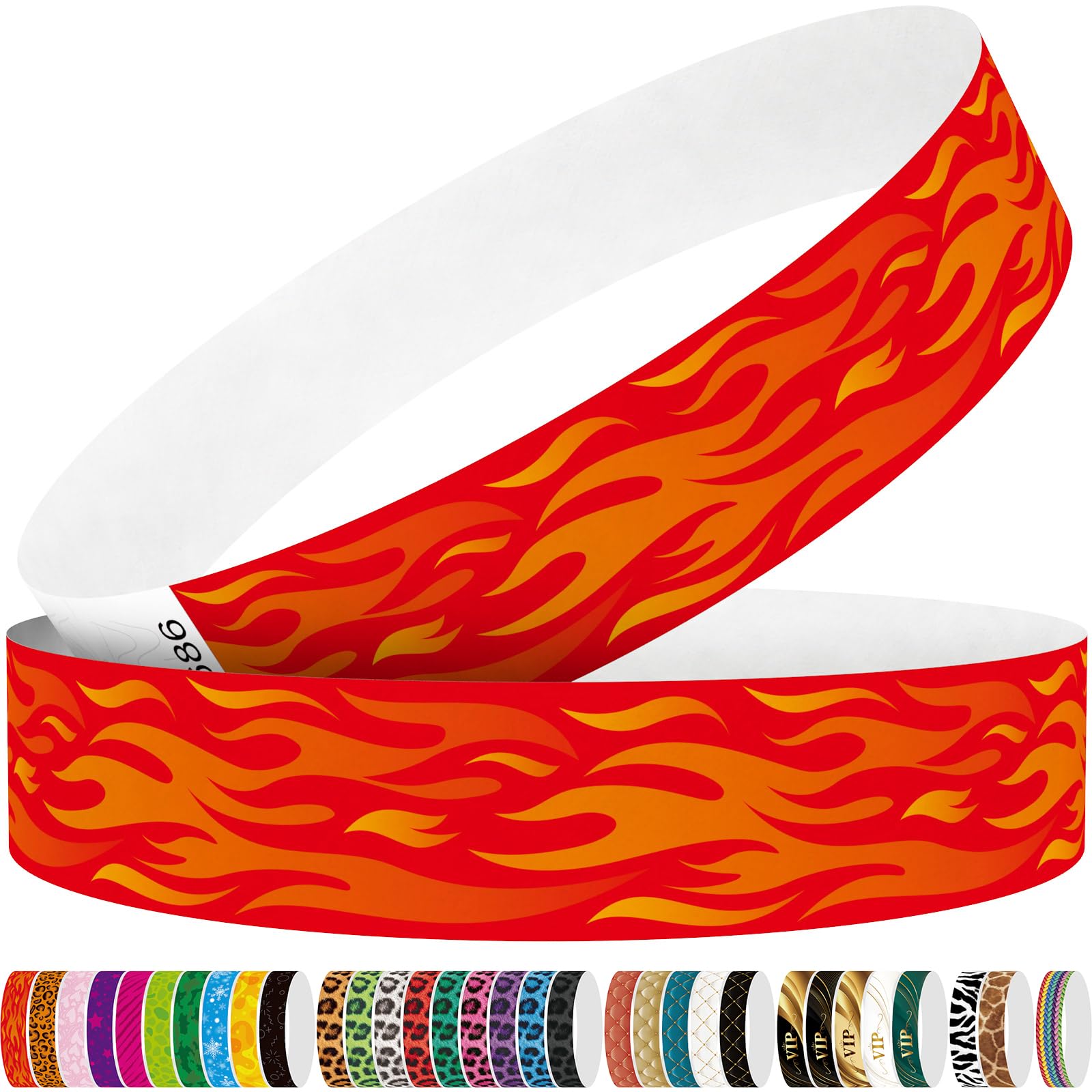 250 Tyvek Wristbands - Colored Paper Wristbands for Events - Red Flame Wrist Bands for Parties, Games, Competitions (red)