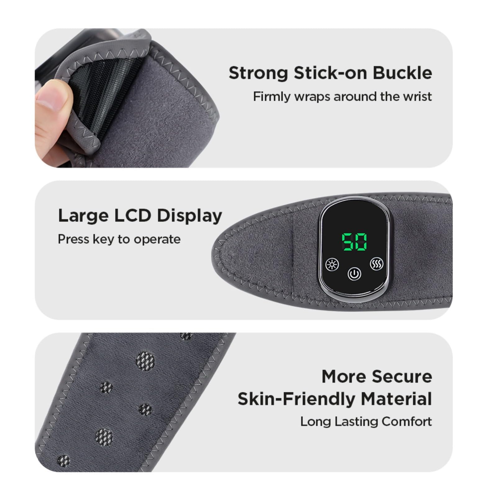 Masajeador eléctrico de muñeca,Almohadilla Térmica Para Muñeca,Masajeador Vibratorio Y Calentador Recargable,Masajeador De MuñEca Ajustable Paraalivios De Artriti, Tendinitis (Gray)