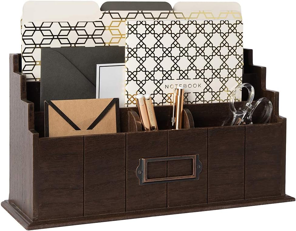 BLU MONACO Brown 3-Tier Mail Sorter