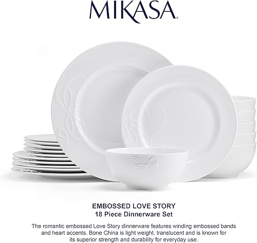 Miniatura 5 de Mikasa Love Story - Juego de vajilla de 18 piezas resistente a las astillas, servicio para 6 personas