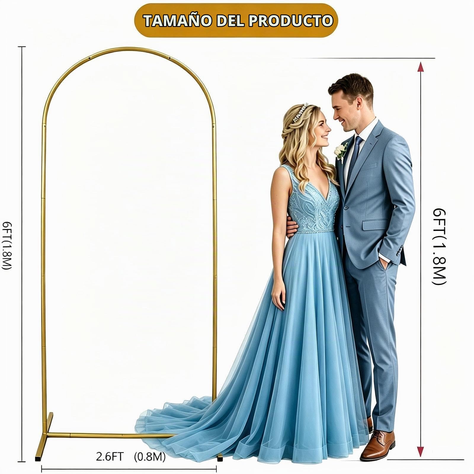 1,8 m de soporte de arco de boda, arcos de boda para fiestas, marco de boda dorado, soporte de arco de globos para novia, baby showers, decoración de fiesta de cumpleaños