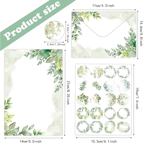 Miniatura 4 de Juego de 160 paquetes de papel de papelería (50 papeles de escritura de papelería de una sola cara, 50 sobres a juego), 60 calcomanías de punto