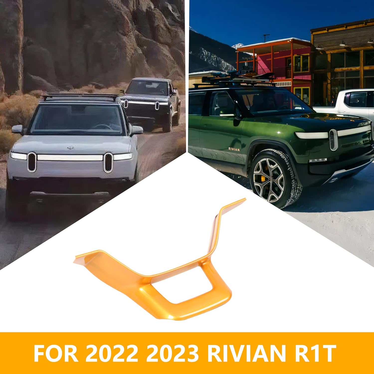 Steering Wheel Cover Trim Compatible with 2022 2023 2024 2025 Rivian R1T R1S Interior Accessories Decoration ABS Decal Sticker, 1 Pack Yellow