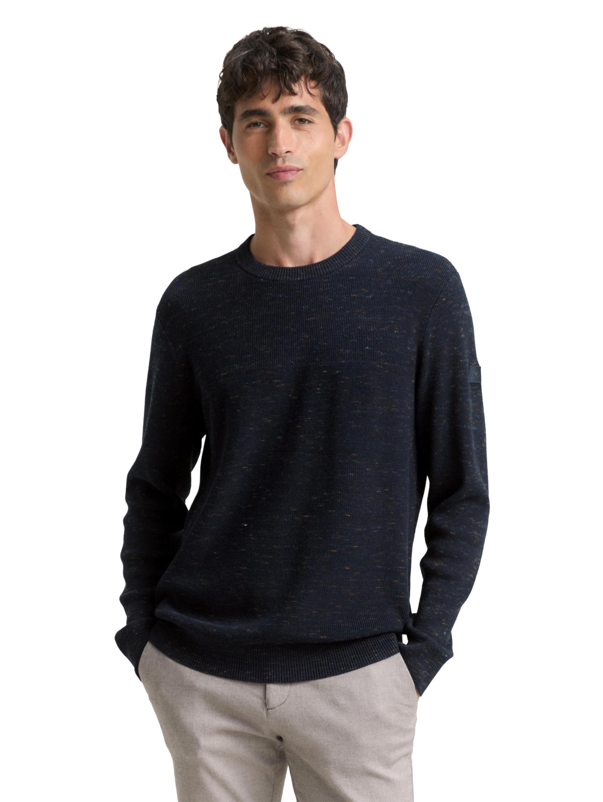 TOM TAILOR Herren 1048814 Space Dye Pullover mit Rundhalsausschnitt