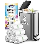 Teivio 3 Gallon 180 Counts Strong Trash Bags Garbage Bags, Bathroom Trash Can Bin Liners, Small Plastic Bags for Home Office Kitchen Kitchen, Clear