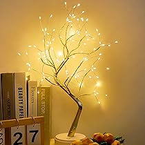 AGOTD Luci a LED per albero luminoso, 108 LED, luce bianca calda, rami regolabili, funzionamento USB, a batteria, albero decorativo, illuminazione per interni