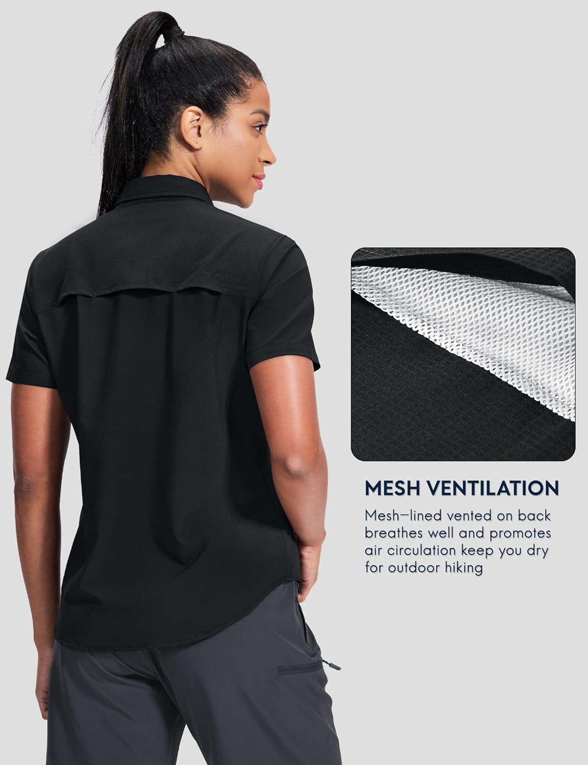 Haimont Women's Sun Protection Fishing Hiking Shirts Button Down Short Sleeve Water Resistant Quick Dry Outdoor - Image 5