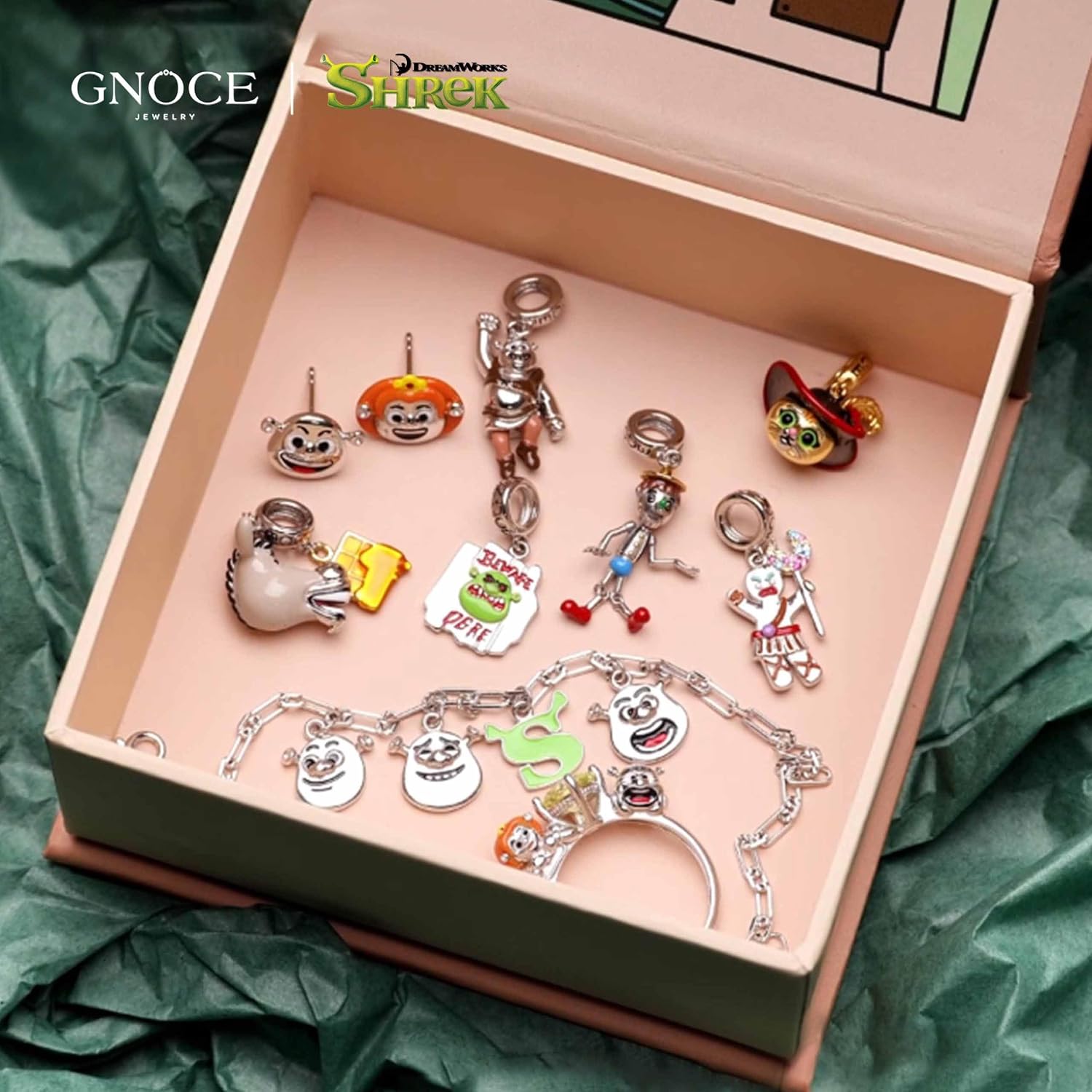 GNOCE Shrek & Fiona Mismatched Stud Earrings for Her, S925 Sterling Silver Stud Earrings for Women Wife, Valentine‘s Day, Mother Day's Jewelry