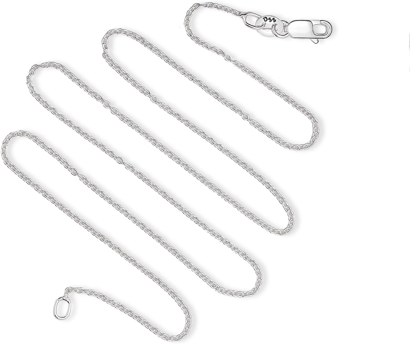 DSS 925 Sterling Silver Necklace for Women, Cable Chain 0.8mm, Lobster Claw Clasps, Sterling Silver Chain, Italian Jewelry for Women, 16in - 30in 30.0 Inches .8 MM image 6 of 8 B079J49HDQ