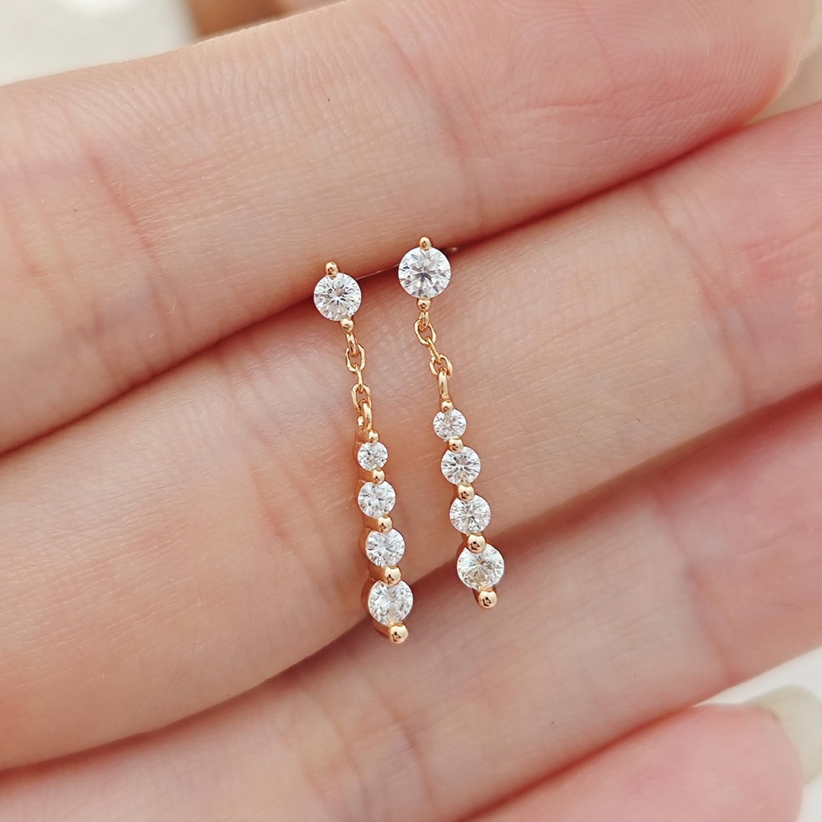 Pendientes colgantes con borla de moissanita de oro amarillo de 9K/14K/18K para mujer