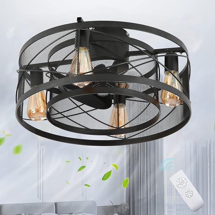 Buy Caged Ceiling Fan with Lights, 20” Ceiling Fan with Lights and