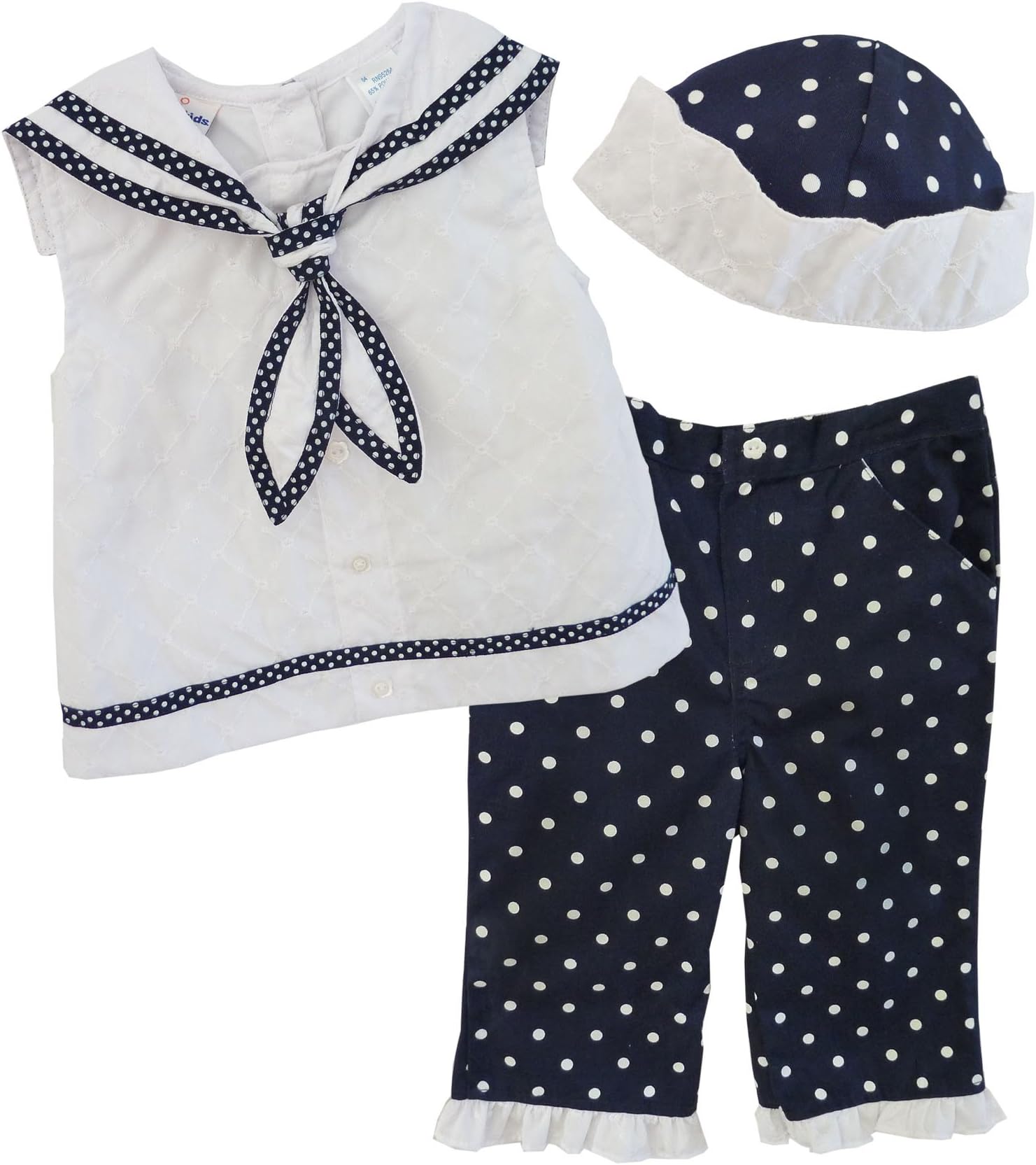 B.T. Kids Baby Girls' 3 Pc Sailor Capri Set 6-9 mos navy/white