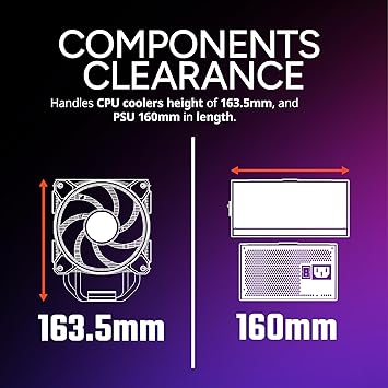 Cooler Master Elite 301 Lite Micro-ATX High Airflow Minimalist PC Case, 365mm GPU Max, Compatible RTX 5080|RX 9070 XT, 280mm AIO Max, Type C, Tempered Glass, 120mm Fan, Intakes Grill