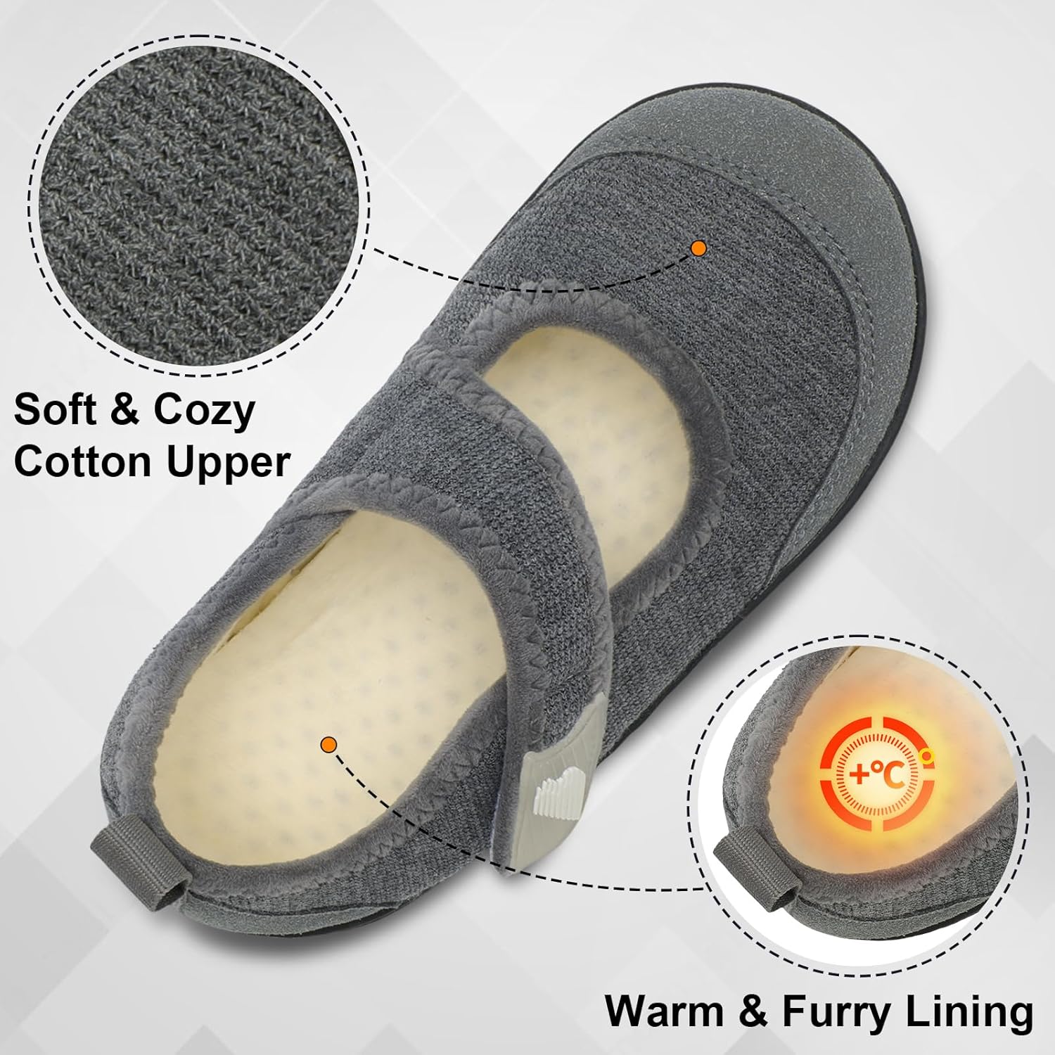 BARERUN Womens Slippers Wide Diabetic Shoes for Women Adjustable House Slippers Swollen Bunions Neuropathy House Shoes Stable Non Slip Barefoot Walking Shoes Indoor Outdoor - Image 3