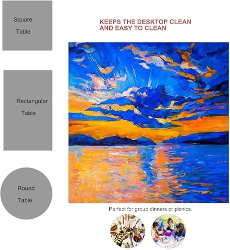 Miniatura 8 de Hermoso mantel de paisaje marino para mesa rectangular de pícnic, a prueba de aceite, 54 x 72 pulgadas