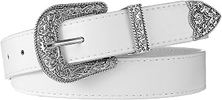 Western Belt for Women Men Leather Country Belt for Fashion and Waist Cowboys Cowgirls Carving Buckles Belts for Jeans Pants Halloween Dekorationen