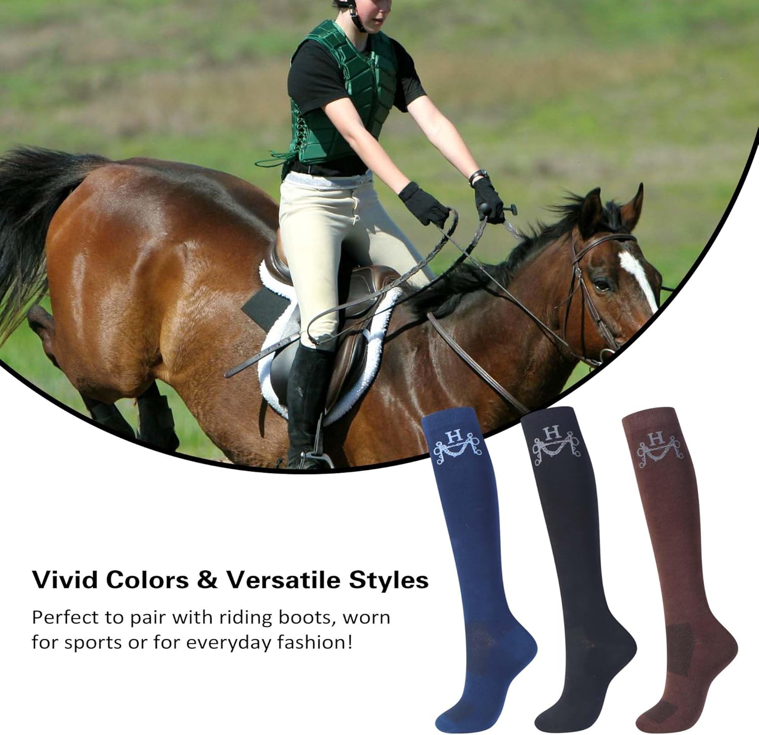 Harrison Howard 3 Pairs Premium Quality Equestrian Riding Socks for Horse Riding &Tall Boot Knee High Socks for Women - Image 5