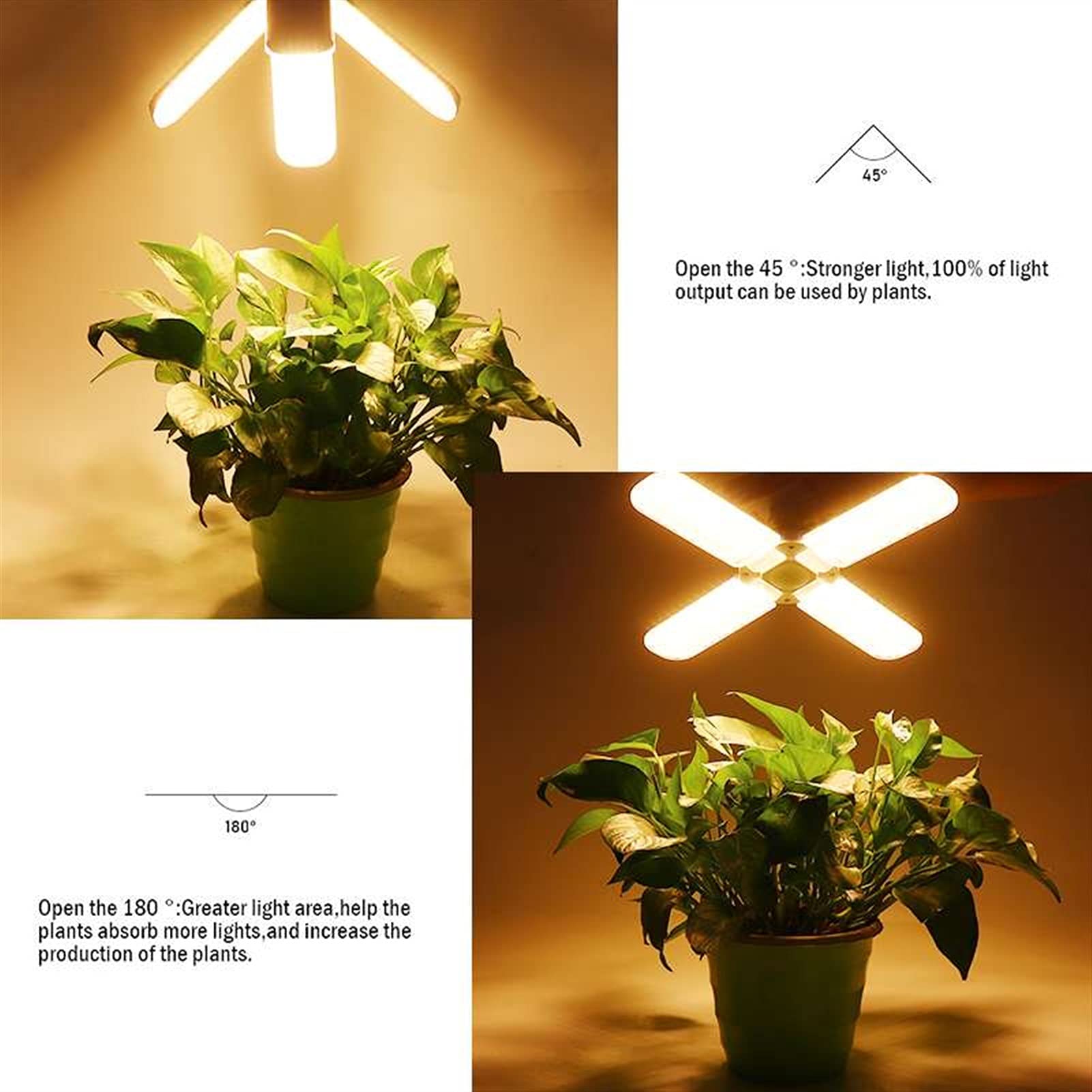 Coltiva la luce per piante da interno Spettro completo LED Coltiva la luce Luci per piante Lampadina E27 Phytolamp Bianco caldo per verdure in serra da interno Lampada da coltivazione a LED (Emissio