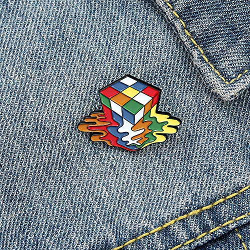 ROFARSO Magic Cube Enamel Lapel Pin Set Cartoon Melting Rubik's Cube Pin, Accessory for Backpacks Clothing Bags Hats Shirts3