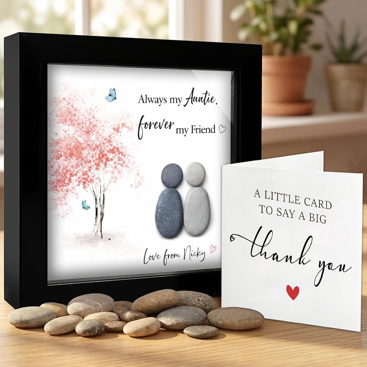 Mothers Day Mom Gifts from Daughters – 5.5" Pebble Art Frame Mothers Day Plaque, Engraved Mom Keychain, Card – Birthday Gift Set for Moms, Mother, Mama from Daughter Son, Best Mum Ever Keepsake S15-55