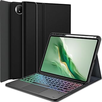 Touchpad Keyboard Case for 12.3 Inch Honor Magic Pad 2, 7 Color Rainbow Backlight Detachable Bluetooth Trackpad Keyboard Cover with Pen Holder for HONOR MagicPad2 2024