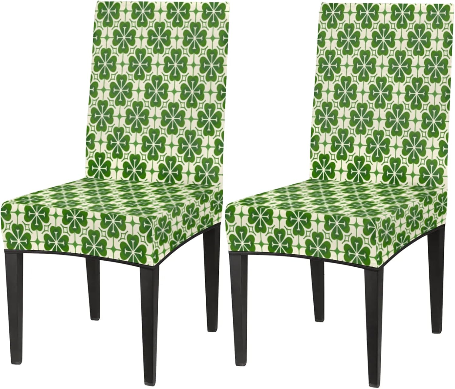 QsirBC Four Leaf Clover Pattern Stretch Dining Room Chair Covers Set of 4 Chair Slipcovers Removable Washable Kitchen Seat Covers Chair Protectors for Hotel Party Wedding
