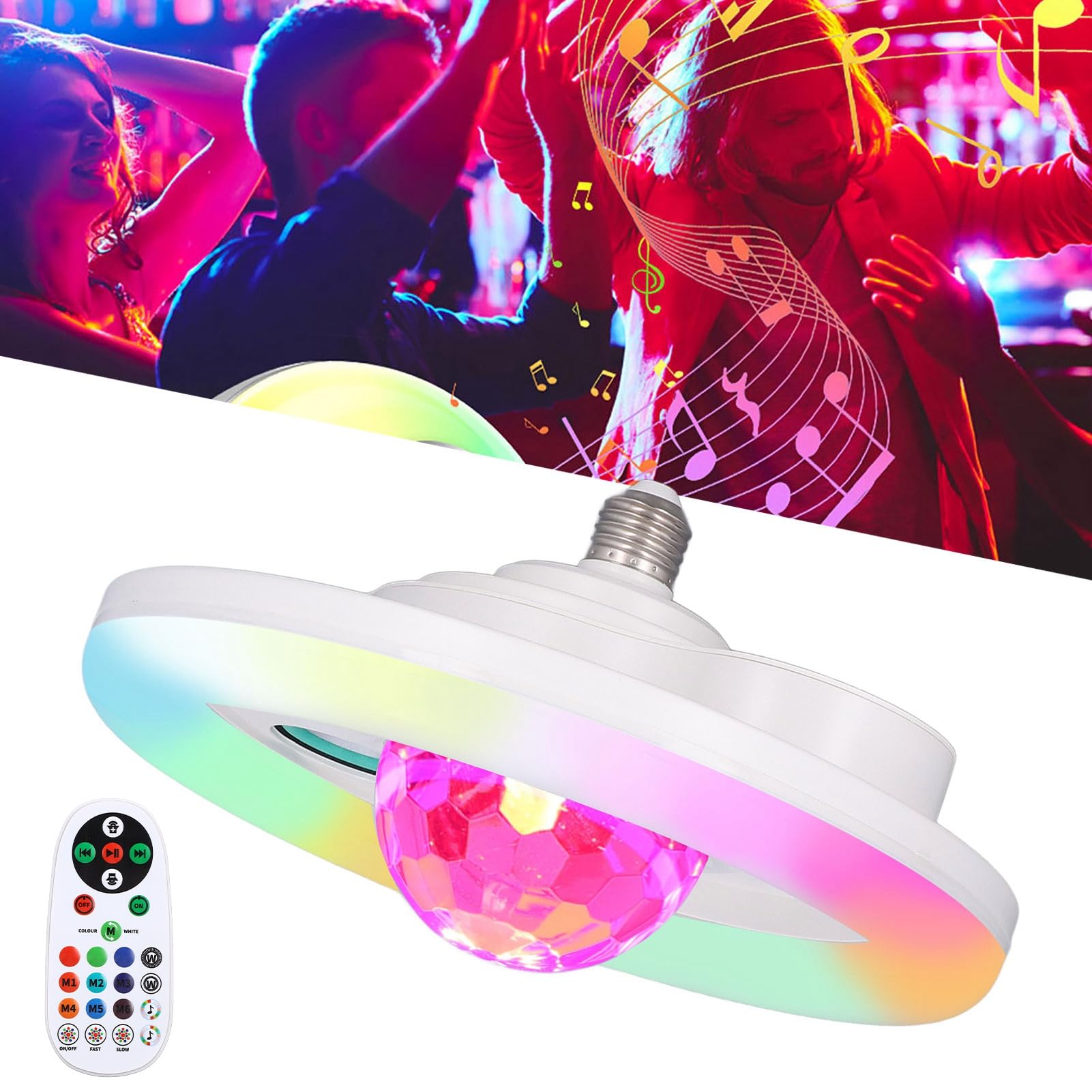 Fdit Luz Musical LED Bluetooth, 48W RGB con Control Remoto