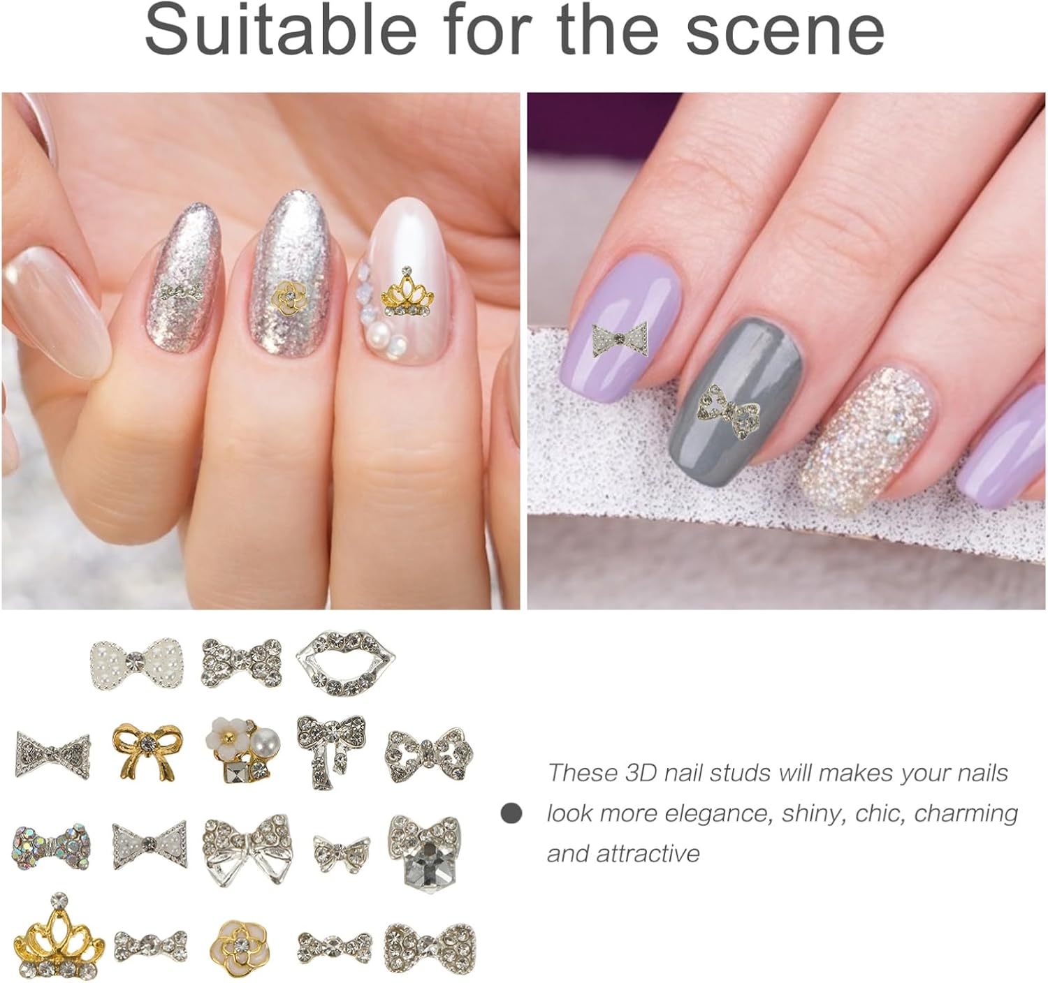 18pcs Nail Rhinestone Nail Art Decor DIY Accessories for Safe Metal Material Luster Style