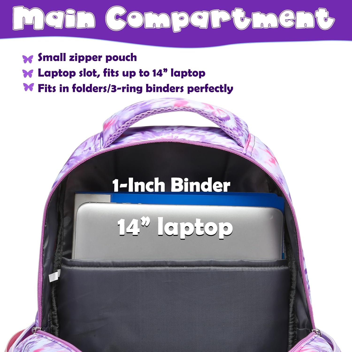 BLUEFAIRY Girls Backpack with Lunch Box Kids Bookbag Set Elemenatry School Bag 17" with insulated Lunch Bag Lunchbox Set Cute Back to School Gifts Mochilas Escolares para Niñas Tie Dye Purple - Image 8