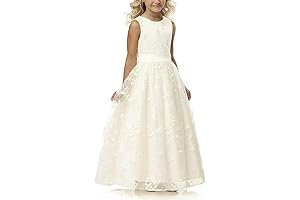 A-Line Ivory Flower Girl Dress with Lace Belt