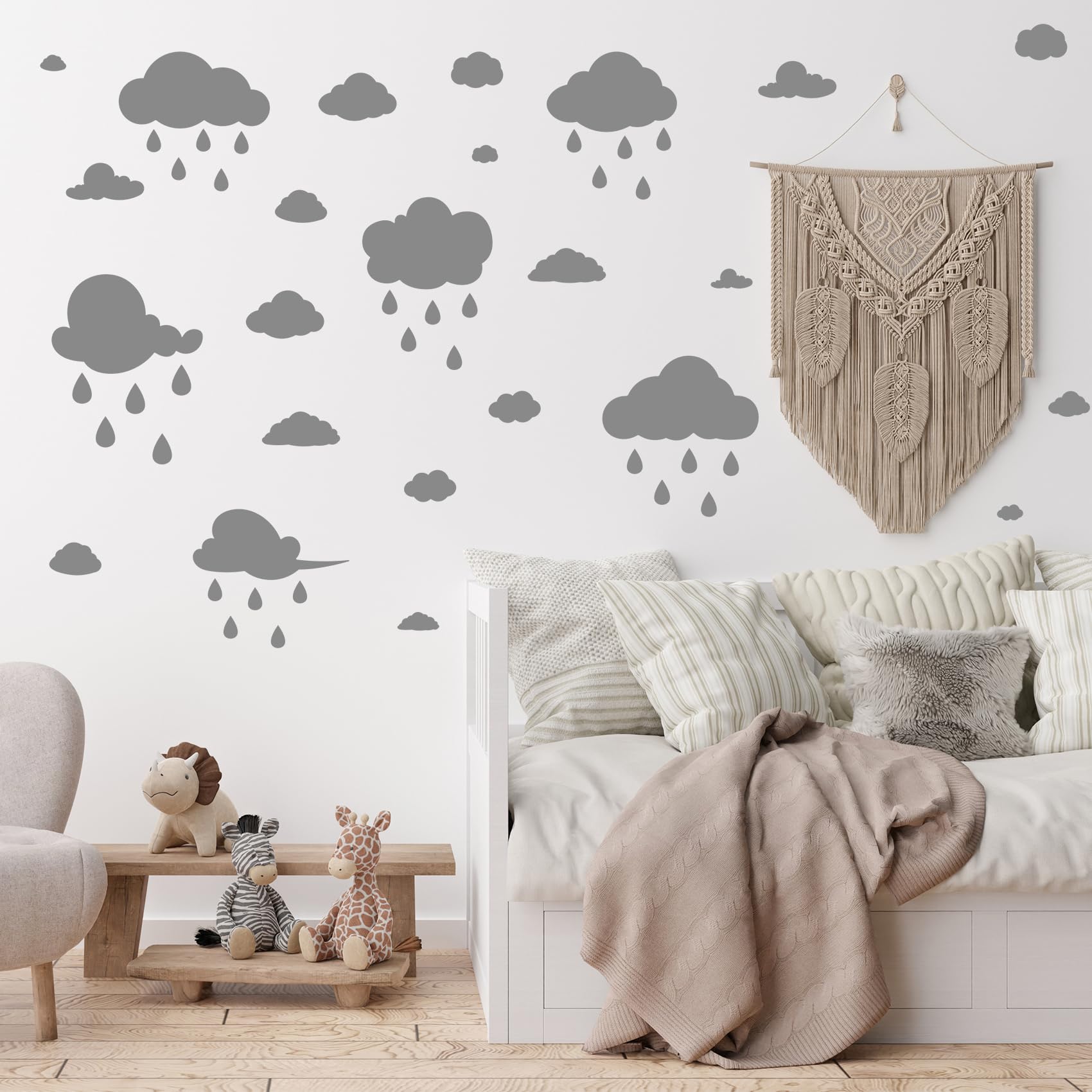 Quanyuchang Large White Clouds and Raindrops Wall Decals - Image 4