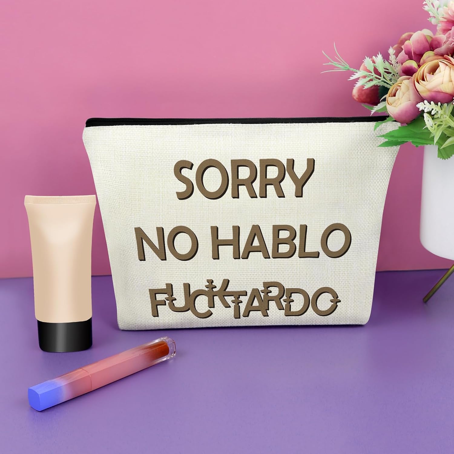 Sazuwu Funny Travel Makeup Bag Sarcastic Toiletry Bag for Women Girls image 4
