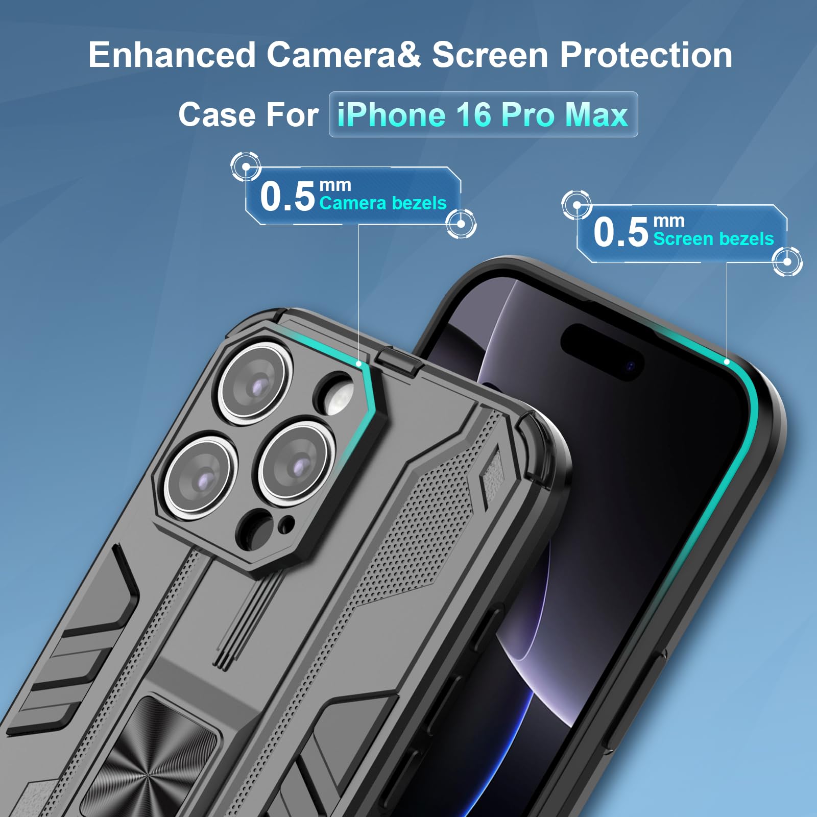 Funda para Xiaomi Redmi Note 15 Pro 5G, Carcasa Antigolpes con Soporte anular metálico, Case Protectora de Grado Militar, Azul — view 324