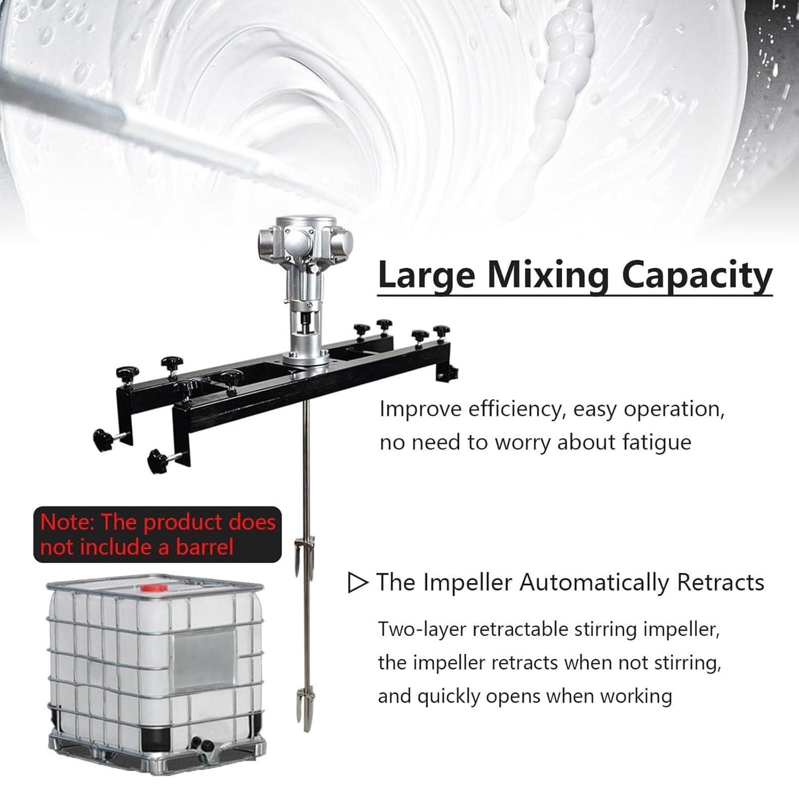 Mezclador neumático para tanques de 1000 L, agitador de aire para revestimiento y líquidos viscosos, herramienta eléctrica de mezcla de pintura con 3 cilindros, ideal para tinta y materiales gruesos